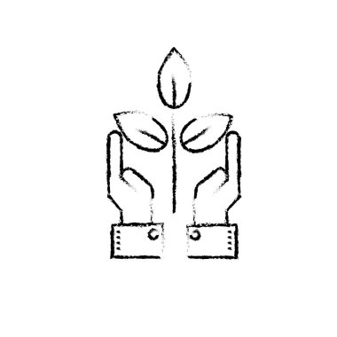 rakam ekoloji ile bitki yaprakları ve eller vektör çizim