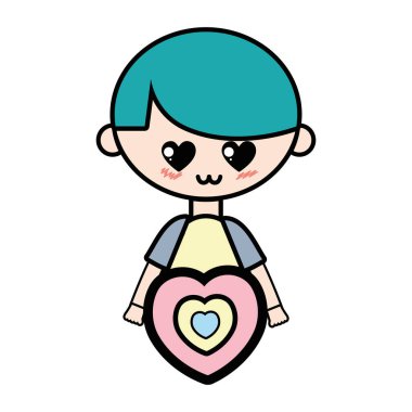 sevimli çocuk kalp ve saç modeli tasarım vektör çizim ile