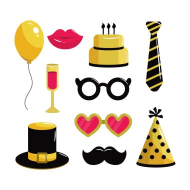 İyi ki doğdun parti vektör çizim için kostüm ayarla