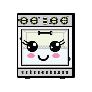 Kawaii şirin mutlu fırın teknoloji vektör çizim