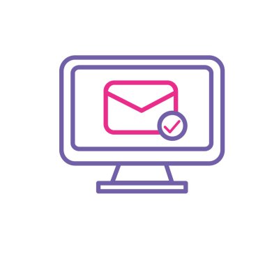 siluet bilgisayar teknolojisi ile e-posta elektronik ileti vektör çizim