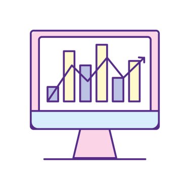 bilgisayar teknolojisi istatistikleri diyagramı vektör çizim bar ile