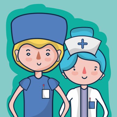 Doktor ve hemşire insanlar vektör çizim yardımcı olmak için