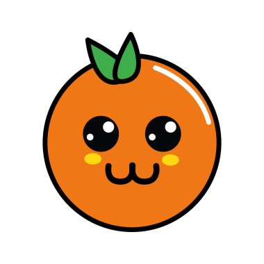 Kawaii güzel mutlu turuncu meyve, vektör çizim