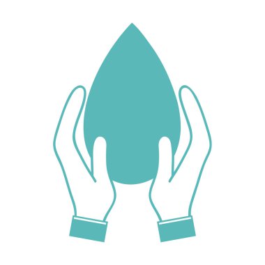 siluet su damla sembolü eller vektör çizim çevre bakımı için