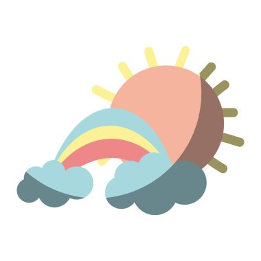 Güzellik rainbow bulut ve güneş, vektör çizim tasarım ile