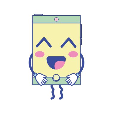 Kawaii şirin mutlu smartphone teknoloji vektör çizim