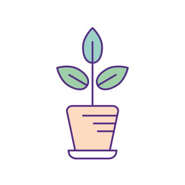 ile doğal bitki saksı vektör çizim içinde bırakır