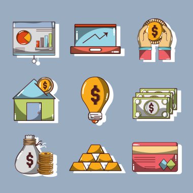 mali iş ticaret ekonomi vektör çizim için ayarla