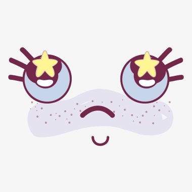 Kawaii güzel yüzü düşünme, vektör çizim tasarım