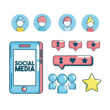 Sosyal medio teknoloji bağlantısı vektör çizim ayarla