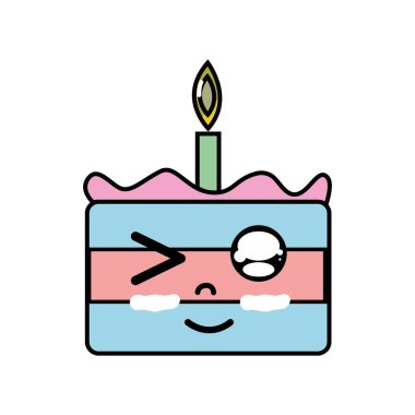 Kawaii şirin komik pasta tatlı vektör çizim