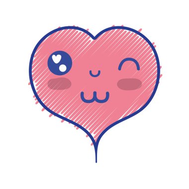 Kawaii şirin mutlu kalp tasarlamak vektör