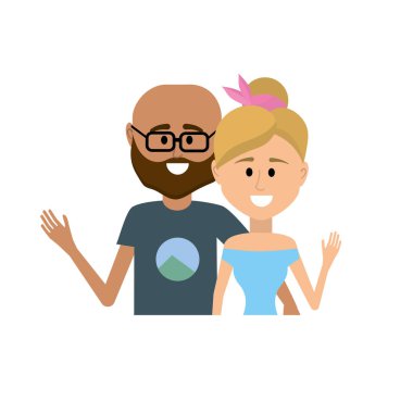 Çift birlikte rahat kıyafetler vektör çizim tasarım