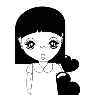 El ve elbise, vektör çizim yürekleri kontur güzel kız