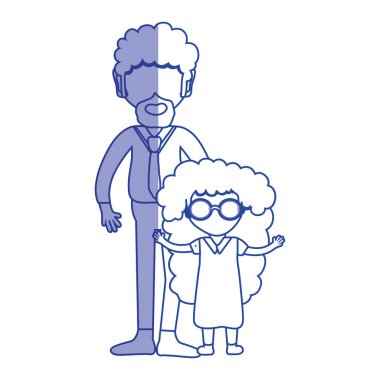 Baba ve kızı beyaz arka plan, vektör çizim üzerinde