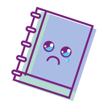 Kawaii şirin ağlayan defter araç vektör çizim