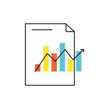 Belge İstatistikleri bar diyagramı ve vektör çizim büyüyen ok ile