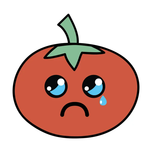 Kawaii Niedliches Weinendes Tomatengemüse Vektorillustration — Stockvektor