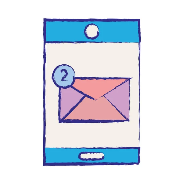 Tecnologia Smartphone Com Mensagem Mail Ilustração Vetor Informações — Vetor de Stock