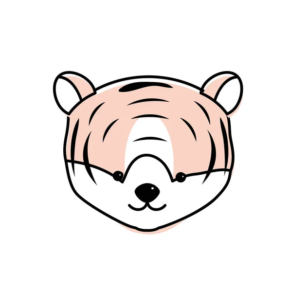 Drăguț Tigru Cap Animal Sălbatic Vector Ilustrare — Vector de stoc