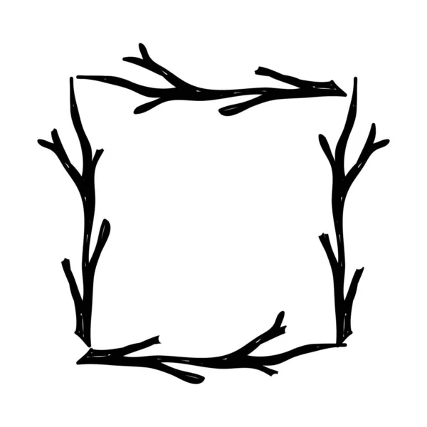Décoration Branches Carrées Rustiques Illustration Vectorielle — Image vectorielle