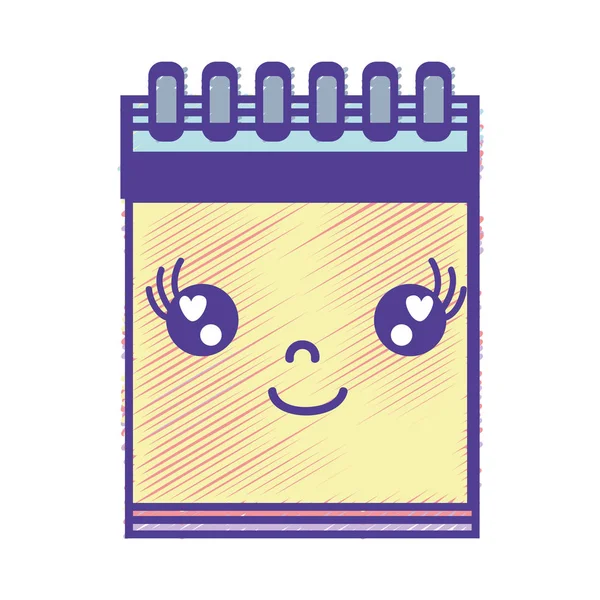 kawaii cute happy notebook tool vector illustration