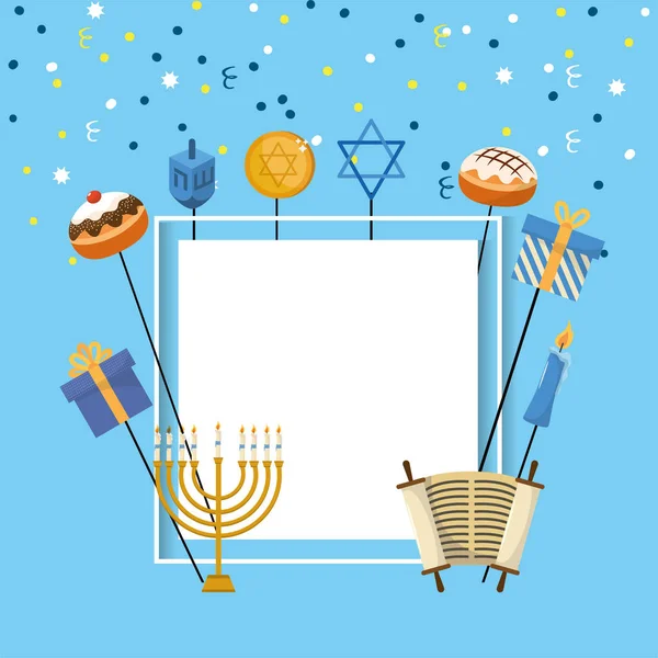 Squard Happy Chanuka Religii Celebracja Ilustracja Wektorowa — Wektor stockowy