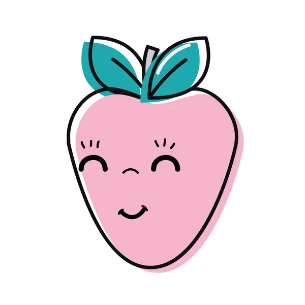 Kawaii Belle Icône Fraise Heureuse Illustration Vectorielle — Image vectorielle