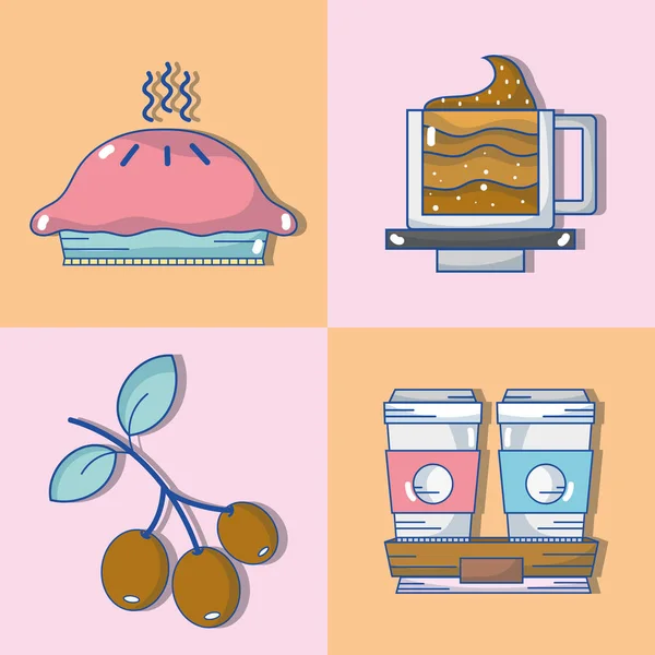 Set Delicioso Café Con Diferentes Sabor Vector Ilustración — Vector de stock