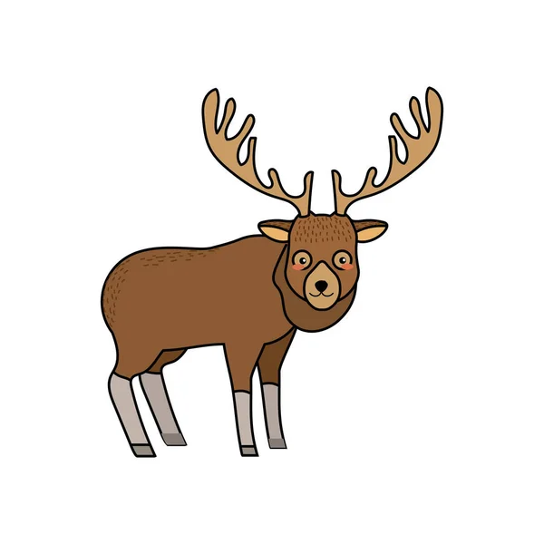 Gambar Ikon Binatang Liar Vektor Elk Lucu - Stok Vektor