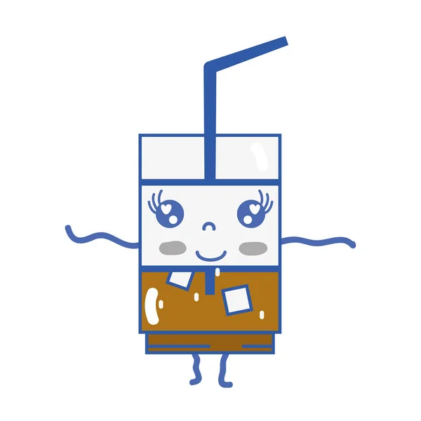 Kawaii Lindo Feliz Bebida Bebida Vector Ilustración — Vector de stock