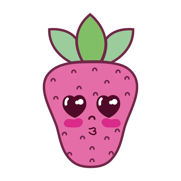 Kawaii Bonito Concurso Morango Fruta Vetor Ilustração —  Vetores de Stock