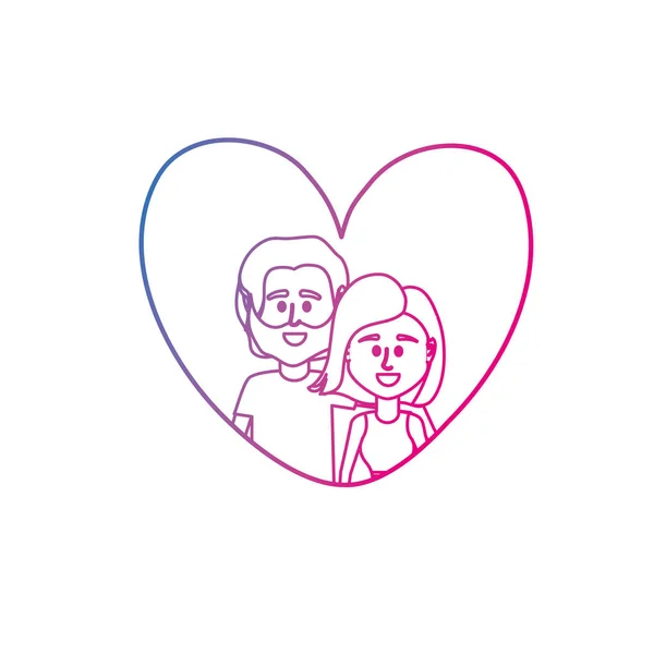 Línea Par Juntos Dentro Del Corazón Diseño Vector Ilustración — Vector de stock