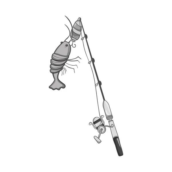 grayscale spincash reel catch the lobster food vector illustration