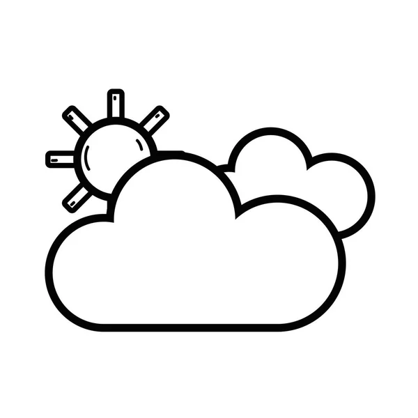 Linie Schönheit Wetter Der Wolken Mit Sonnenvektor Illustration — Stockvektor