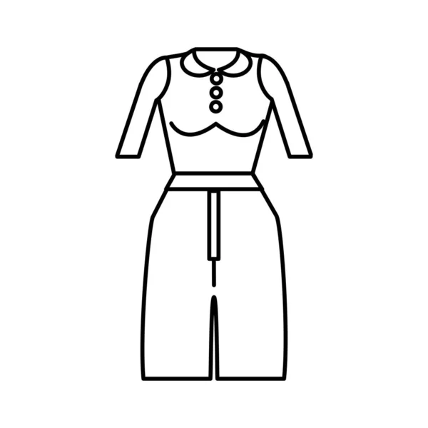 Linie Lässige Bluse Und Hose Stoffstil Vektorillustration — Stockvektor