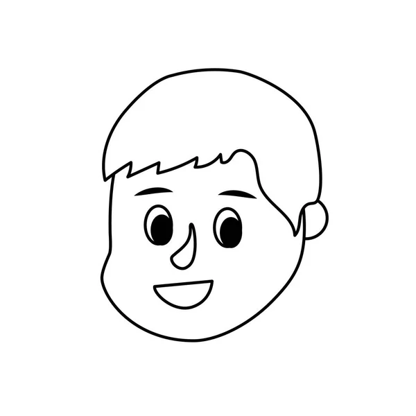 Line Avatar Pojke Huvud Med Frisyr Design Vektor Illustration — Stock vektor