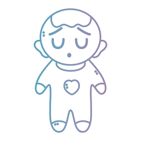 Line Nice Baby Boy Pijama Hairstyle Vector Illustration — Stock Vector