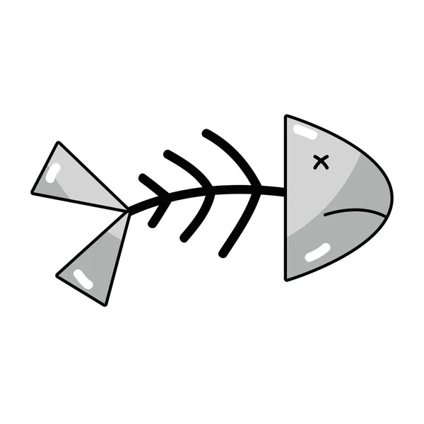Linea Morte Pesce Con Sua Colonna Vertebrale Coda Vettoriale Illustrazione — Vettoriale Stock