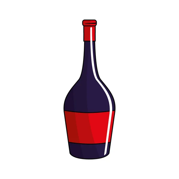 Flasche Wein Leckeres Schnapsgetränk Vektorillustration — Stockvektor