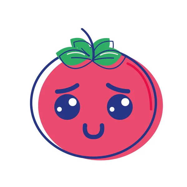 Kawaii Verduras Tomate Tímido Agradable Vector Ilustración — Vector de stock
