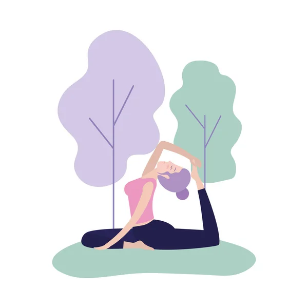 Frau Trainiert Yoga Übung Haltungsvektor Illustration — Stockvektor