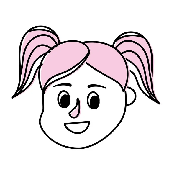 Avatar Menina Cabeça Com Penteado Design Vetor Ilustração — Vetor de Stock