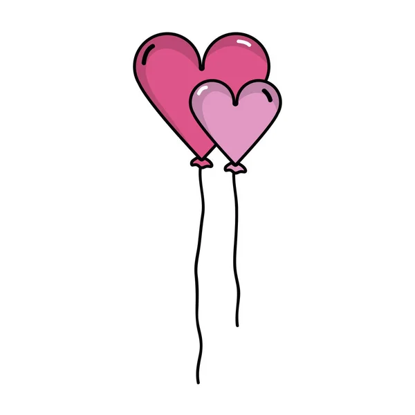 Nice Heart Balloons Decoration Design Vector Illustration — Stock Vector