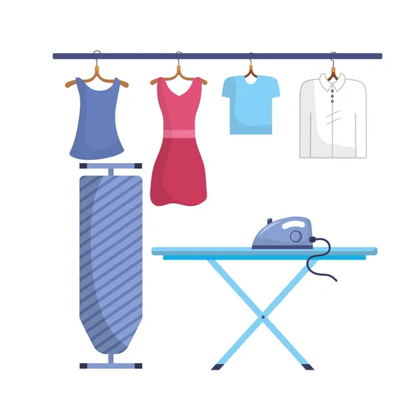 Wäscherei Mit Elektrischen Geräten Und Häuslicher Vektor Illustration — Stockvektor