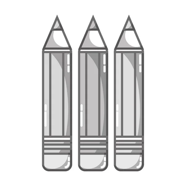 Lápices Escala Grises Escuela Herramienta Objeto Diseño Vector Ilustración — Vector de stock