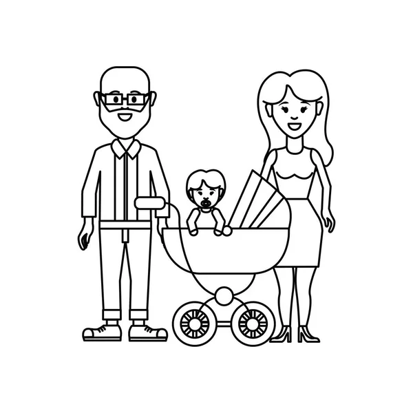 Figur Glückliches Paar Mit Ihrem Baby Symbol Vektor Illustration Design — Stockvektor