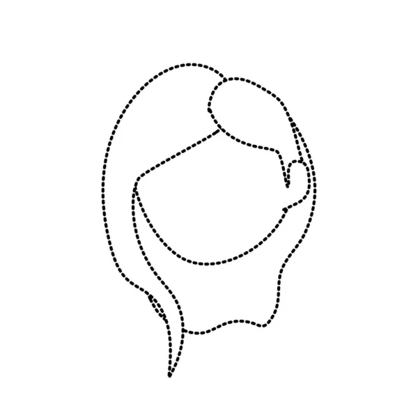 Пунктирная Форма Аватара Женщина Лицо Прической Дизайн Векторной Иллюстрации — стоковый вектор
