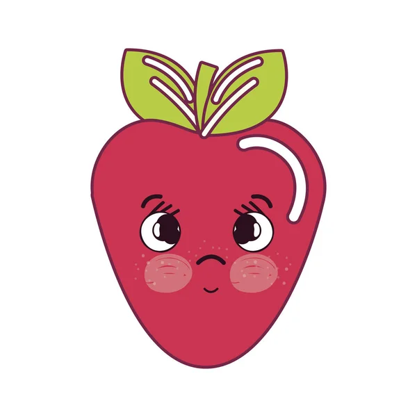 Kawaii Mooie Verlegen Aardbei Icon Vectorillustratie — Stockvector